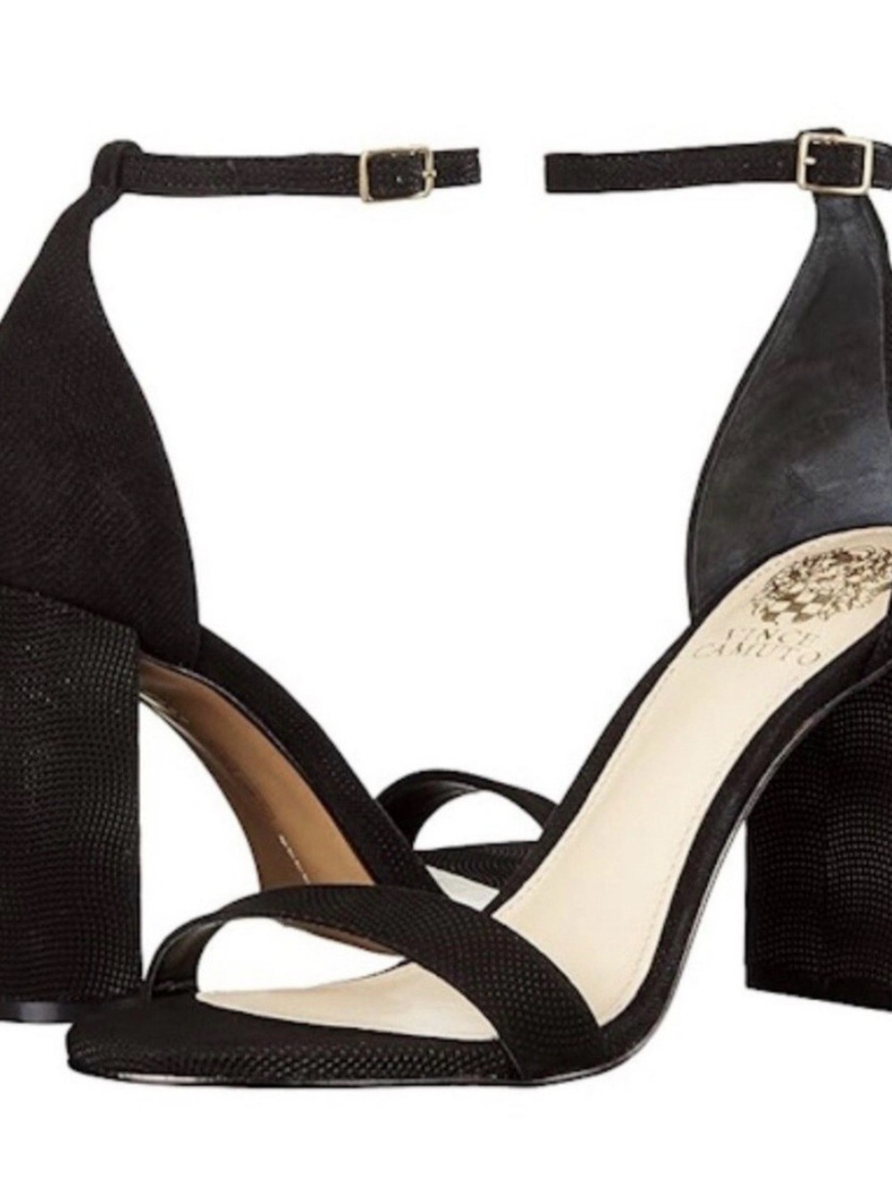 Vince Camuto Black Ankle-Strap Block Heel Sandals - Women